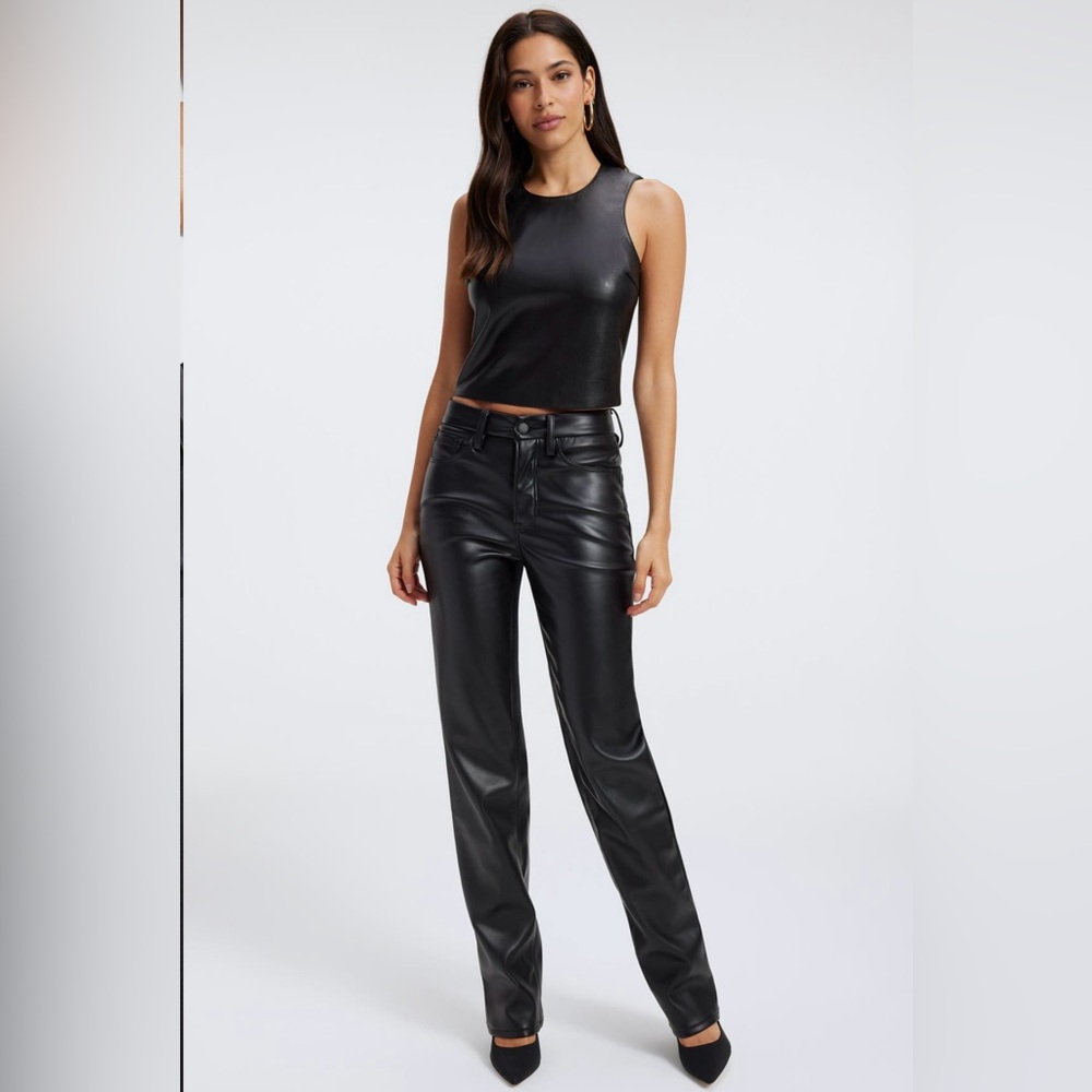 GOOD AMERICAN Better Than Leather Faux Leather Good Icon Pant Size 14/32 NWT